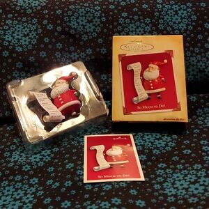 Hallmark Santa with List Ornament - Red, White, Gold